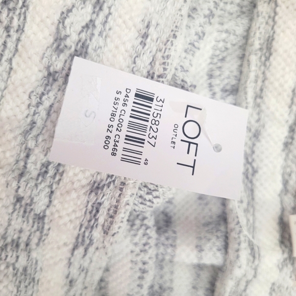 LOFT Terry Cotton Blend Tie Waist Mini Skirt Grey and White Stripe Pocke… - Picture 4 of 6